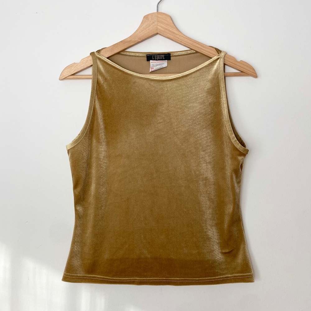 Vintage gold velvet tank top